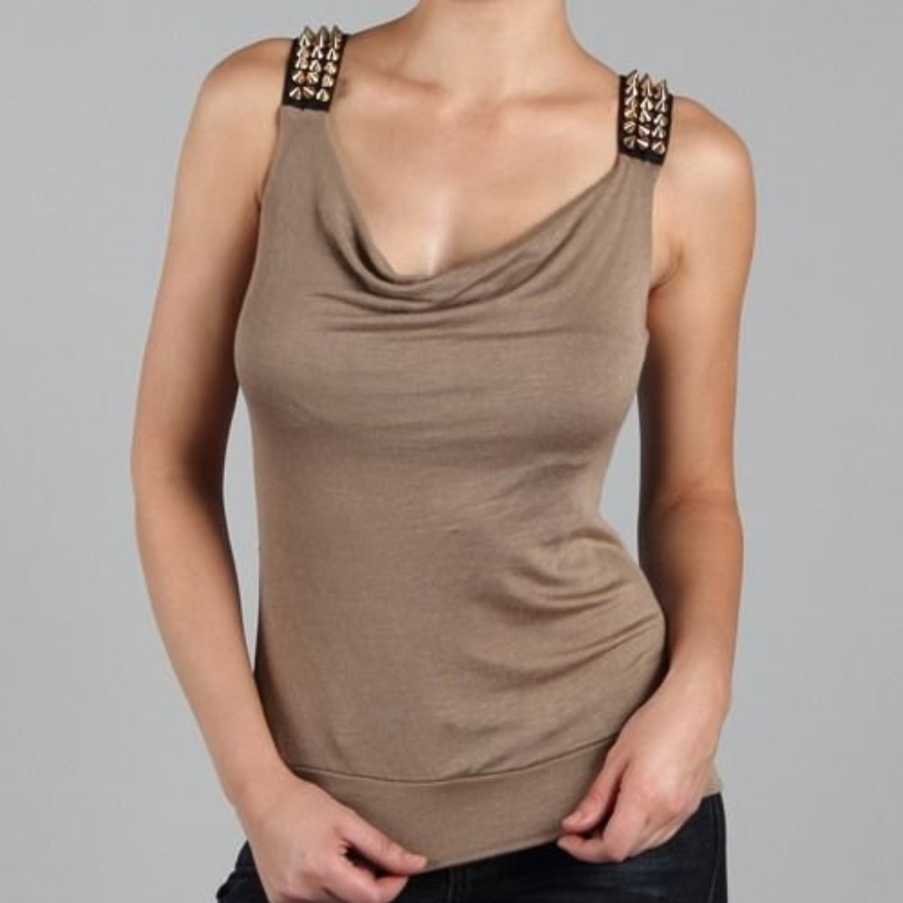 Cowl Neck studded strap blouse..sz S,M,L